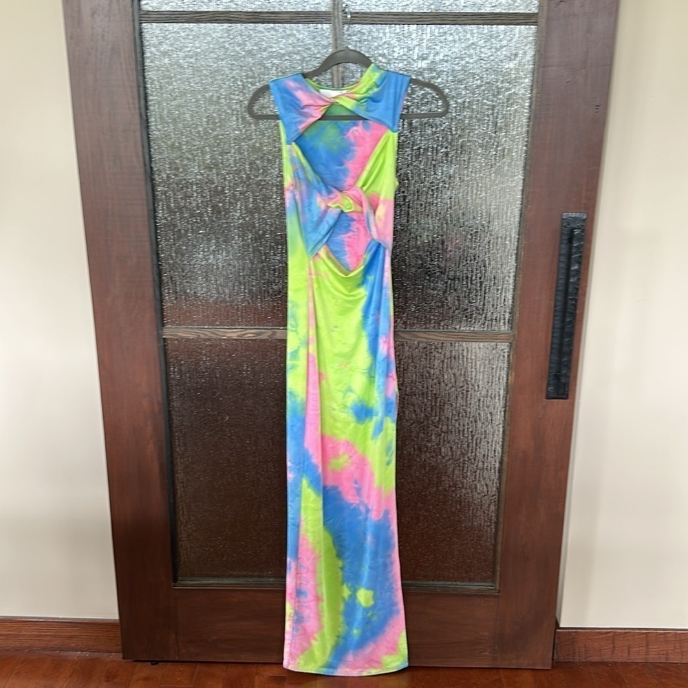 Bronx & Banco Daphnie Tie Dye Bodycon Cutout Maxi Dress Size XS Multicolor - Picture 6 of 12